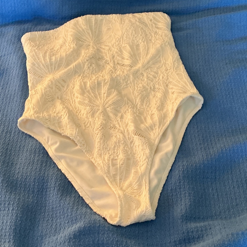 White Textured Swimsuit and cover up